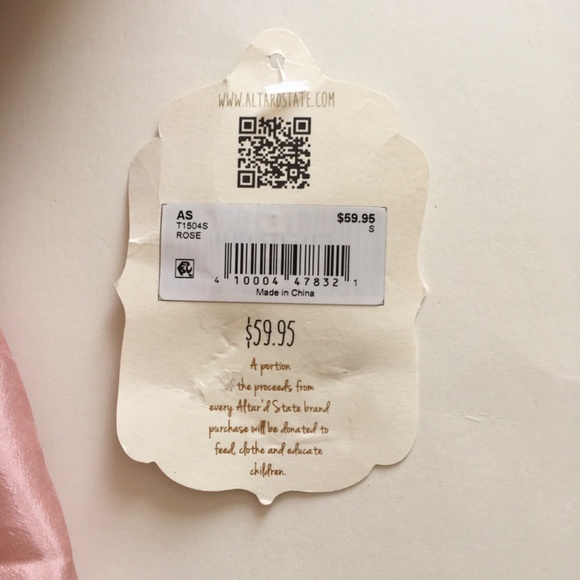 NWT Altar'd State Sz S Rose Pink Puff Sleeve Smock Back Crop Babydoll Top Boho - Picture 7 of 14